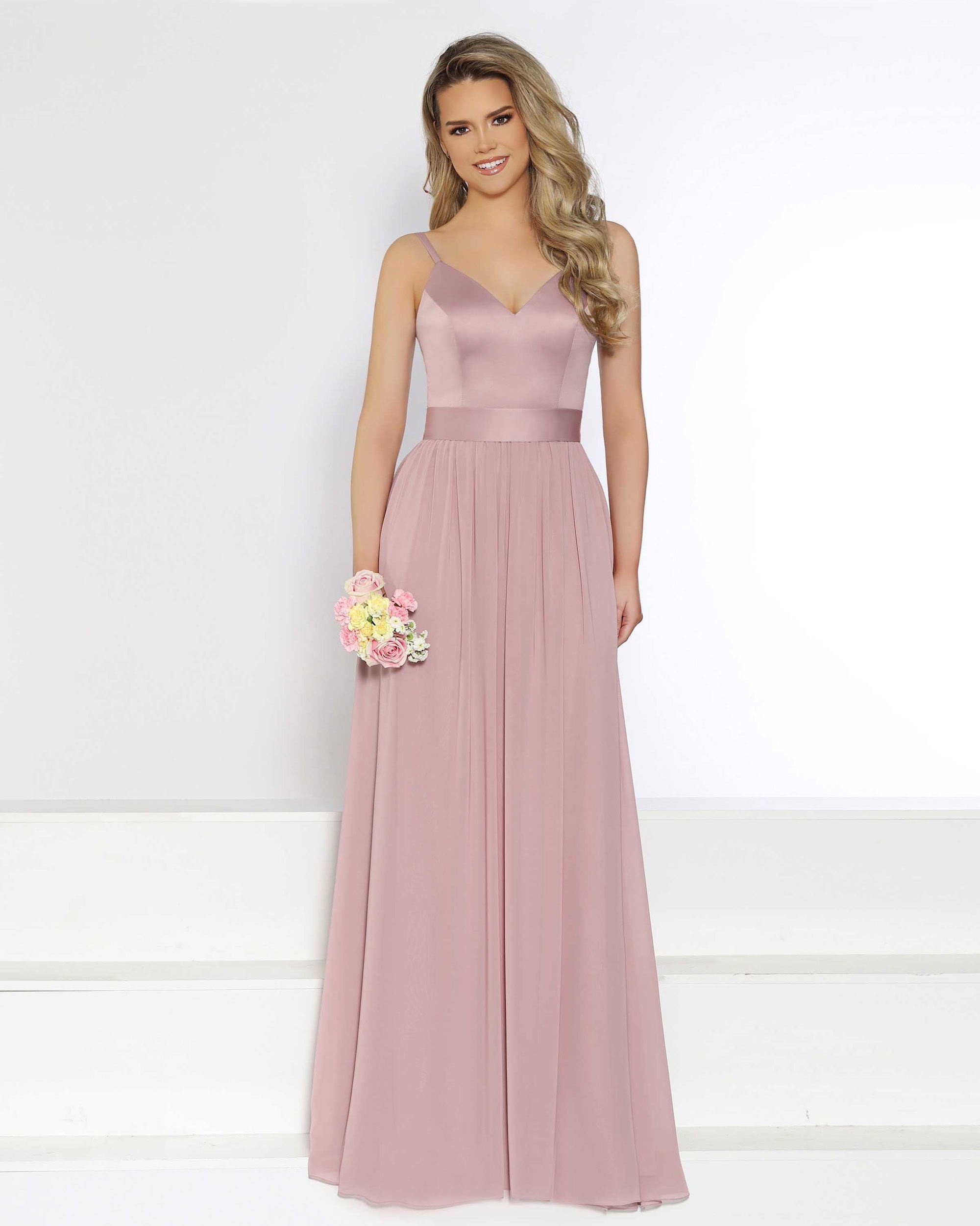 Model wearing a bridesmaids dress