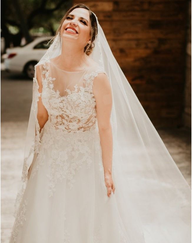 Model wearing bridal accessories