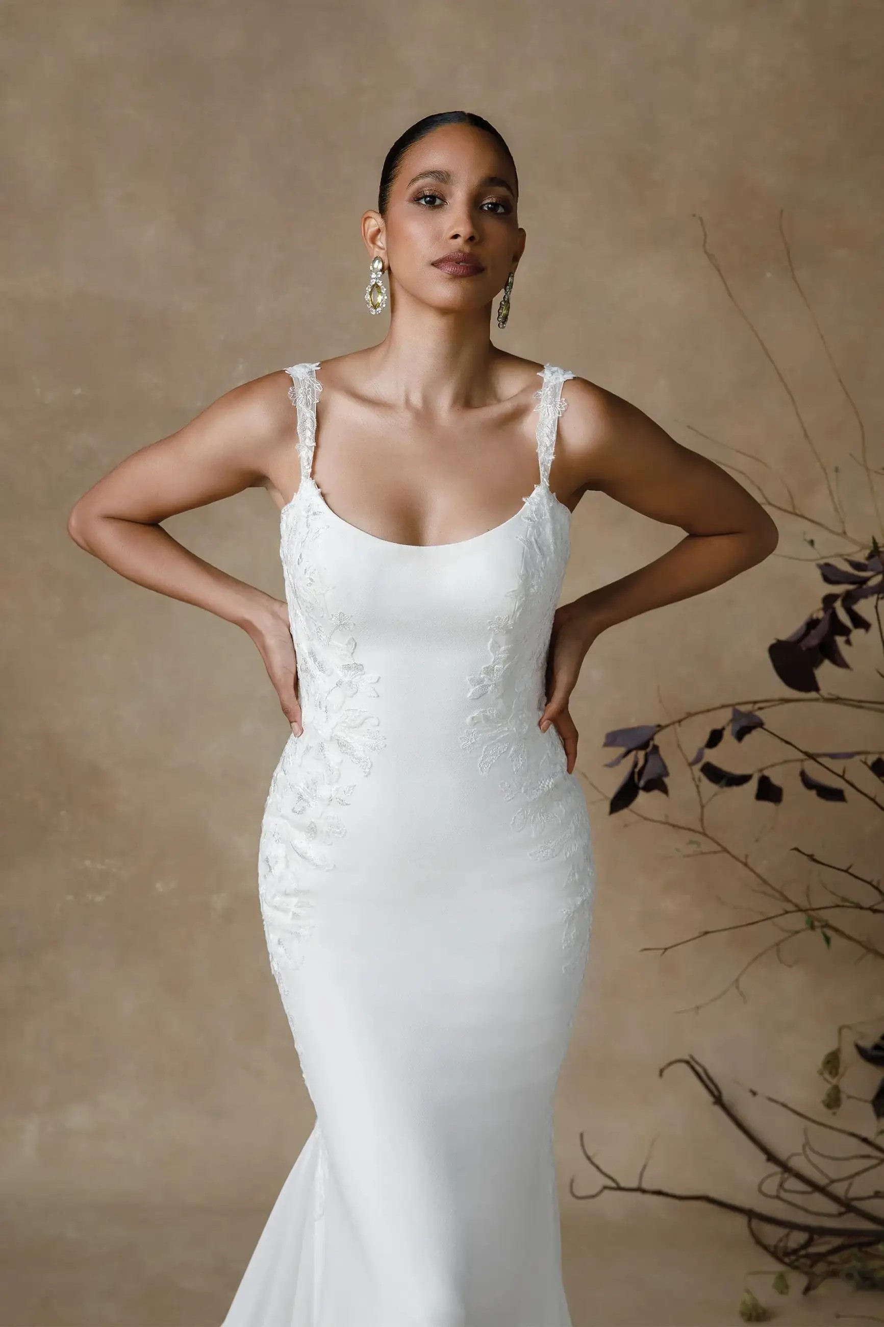 Model wearing a Justin Alexander Classic Elegance
