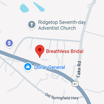 Breathless Bridal Shop in South Ridgetop, TN location. Mobile image