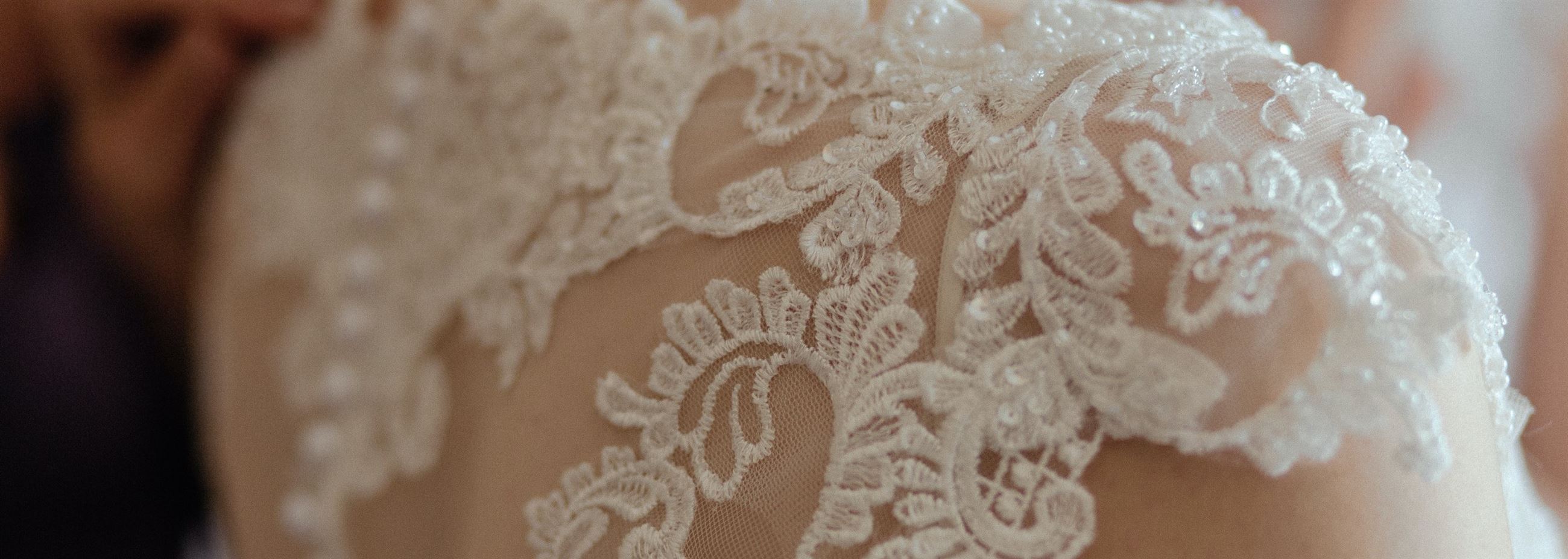 Close up of lace applique