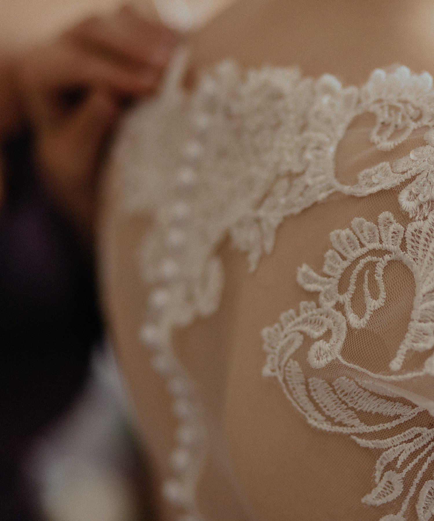 Close up of back of wedding gown